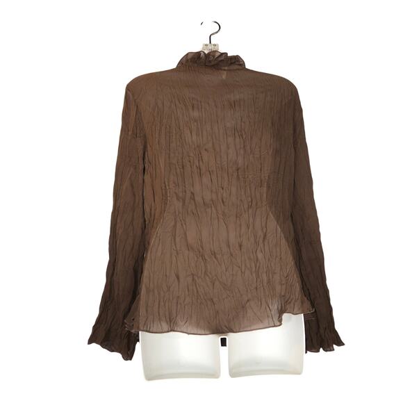 Kaelyn Max Womens Medium Blouse Sheer Brown Regency Festival Ren Fair Artsy Boho - Picture 6 of 11